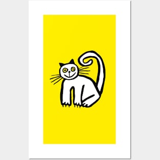 Happy Cat in Yellow Posters and Art